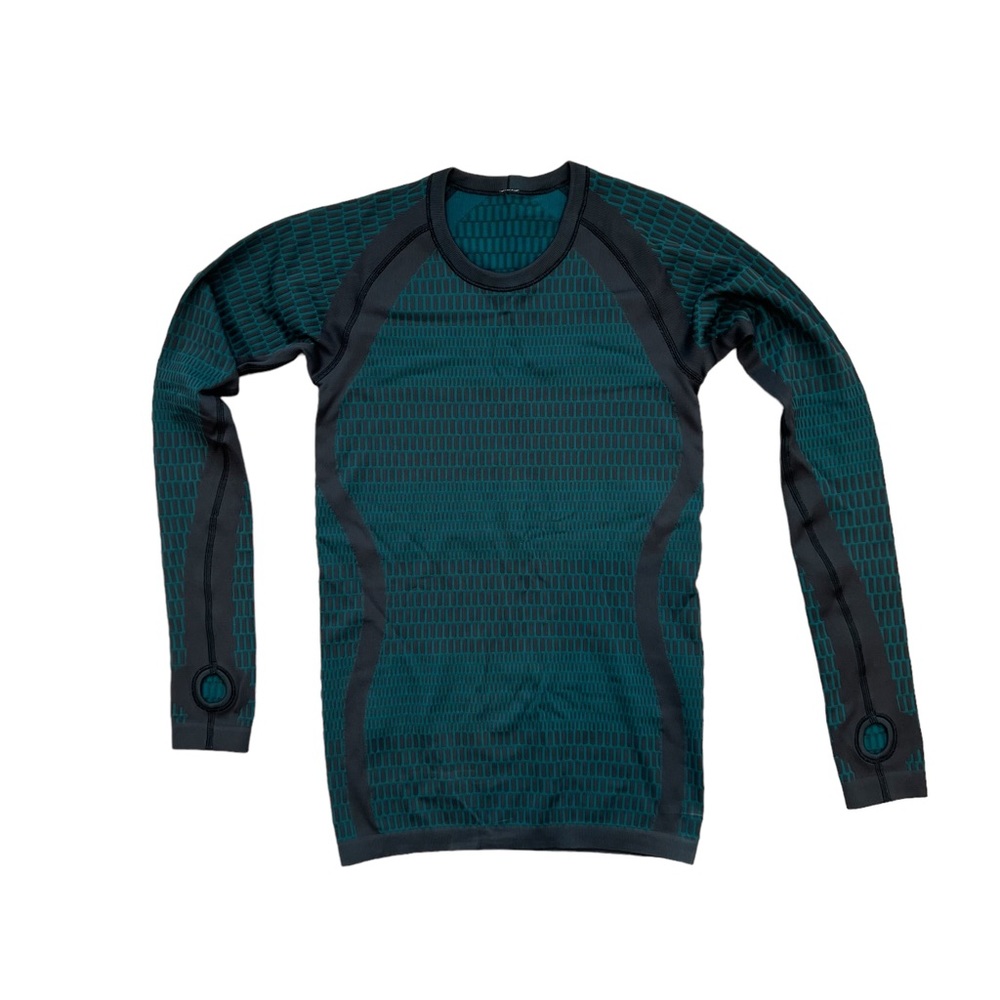 Womens lululemon size 8 running shirt green/black/gray/training/hiking/walk